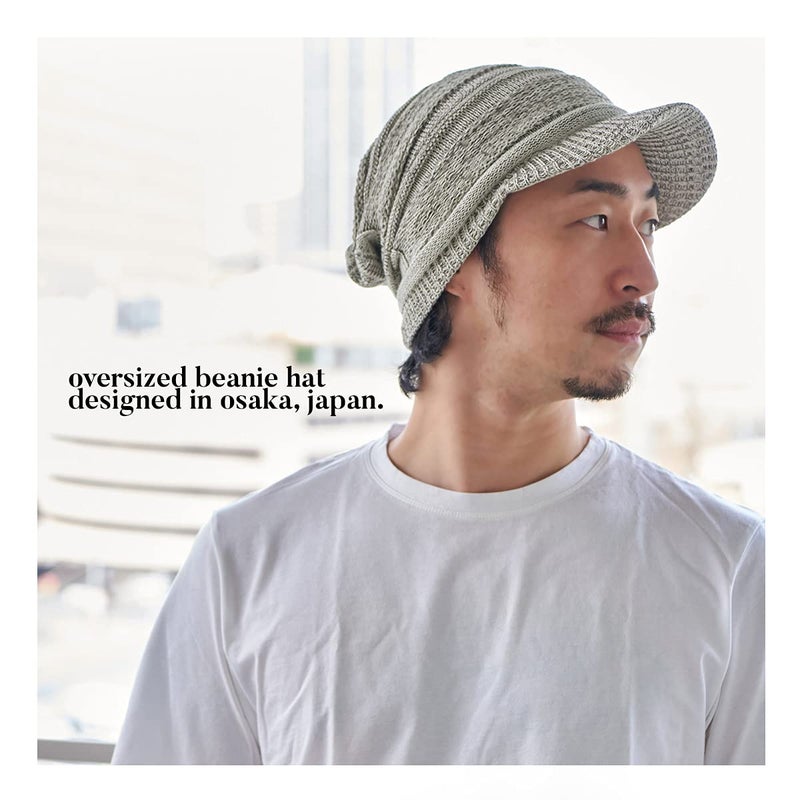 CHARM Mens Brimmed Knit Beanie - Womens Summer Slouchy Beanie Visor Hat Winter Slouch Knit Hats Warm Baggy Caps Black - Image 2